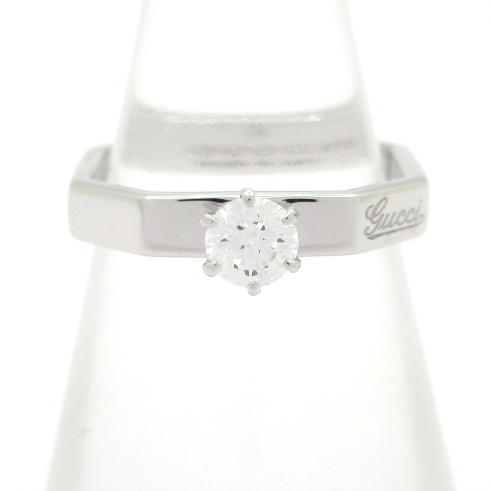 Gucci Octagonal Solitaire Ring 18K White Gold Diamond